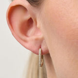 Pave Rectangle Huggie Earrings In 18ct Yellow Gold