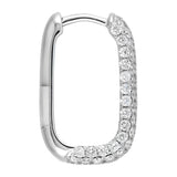 Rectangular Pave Diamond Huggie Earrings in 18ct White Gold