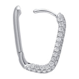Rectangular Pave Diamond Huggie Earrings in 18ct White Gold