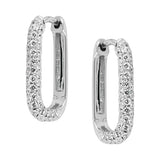 Rectangular Pave Diamond Huggie Earrings in 18ct White Gold