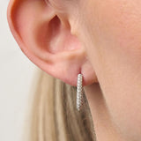 Rectangular Pave Diamond Huggie Earrings in 18ct White Gold