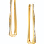 Diamond Long Squared Drop Earrings in 18ct Yellow Italian Gold at LeGassick.