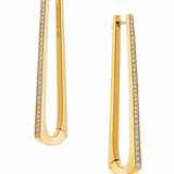 Diamond Long Squared Drop Earrings in 18ct Yellow Italian Gold at LeGassick.