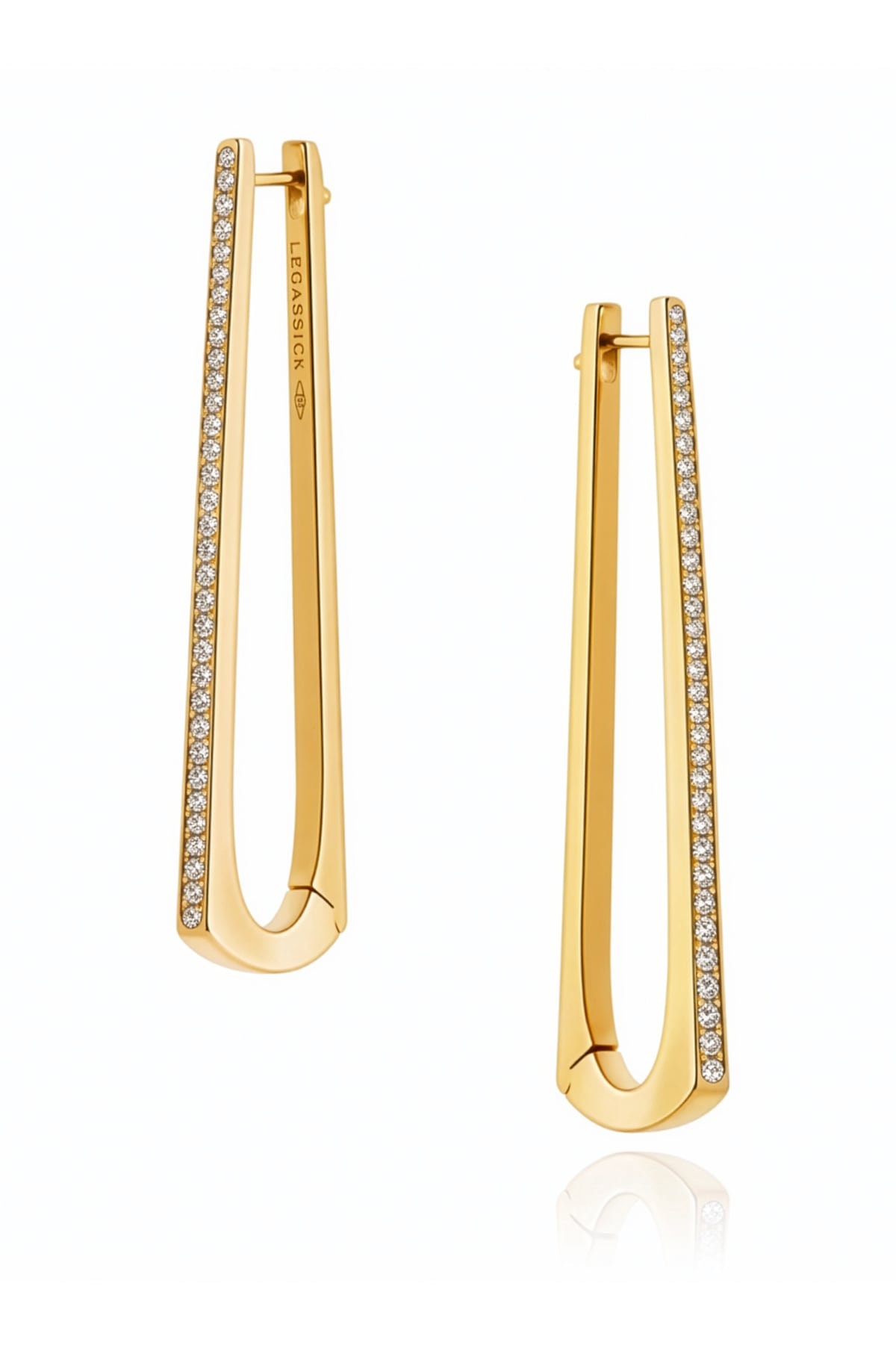 Diamond Long Squared Drop Earrings in 18ct Yellow Italian Gold at LeGassick.