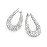 Pavé Set Tapered Diamond Hinged Earrings in 18ct White Italian Gold