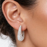 Pavé Set Tapered Diamond Hinged Earrings in 18ct White Italian Gold