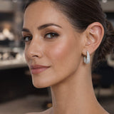 Pavé Set Tapered Diamond Hinged Earrings in 18ct White Italian Gold