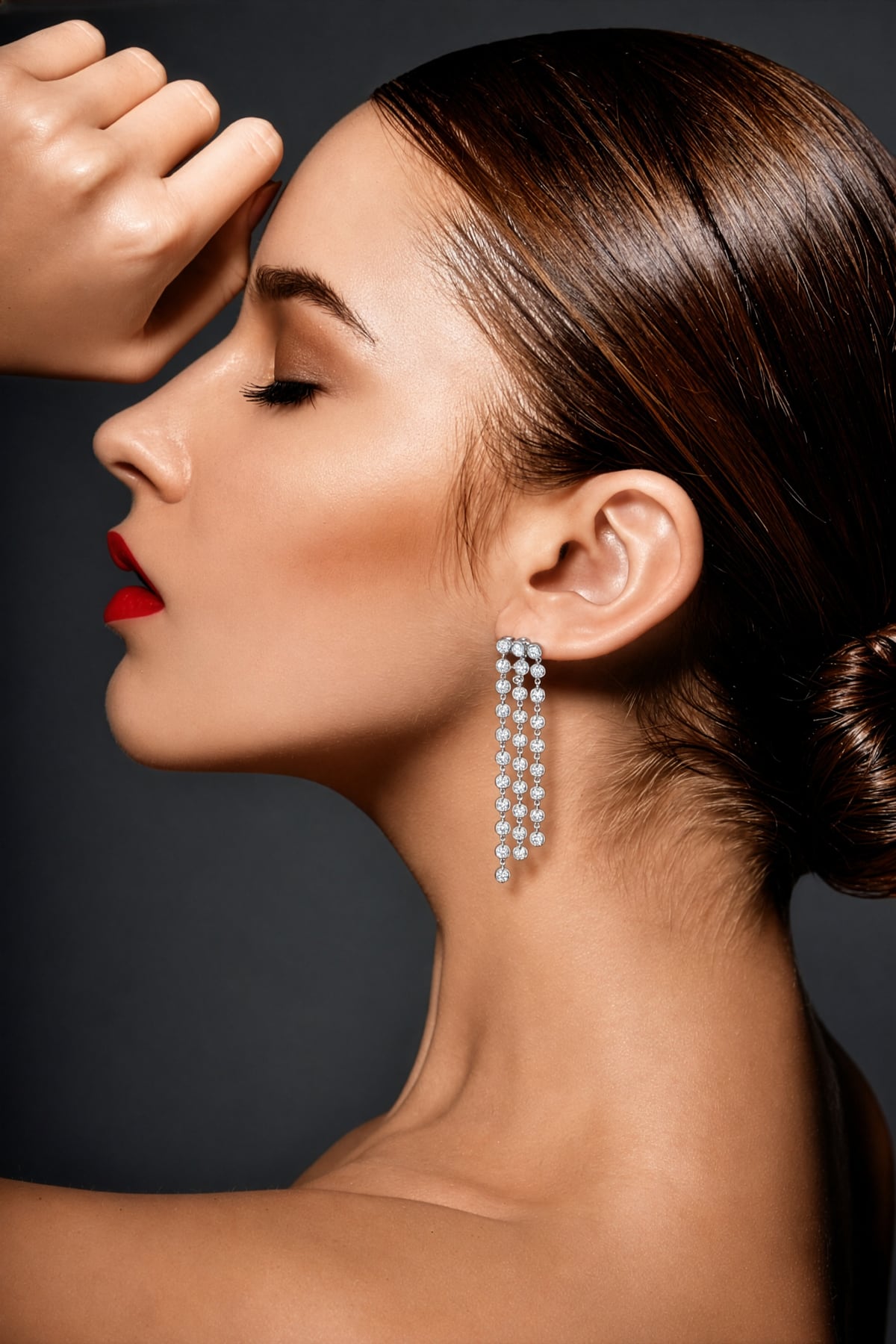 Diamond Cascade Drop Earrings set in 18ct White Gold