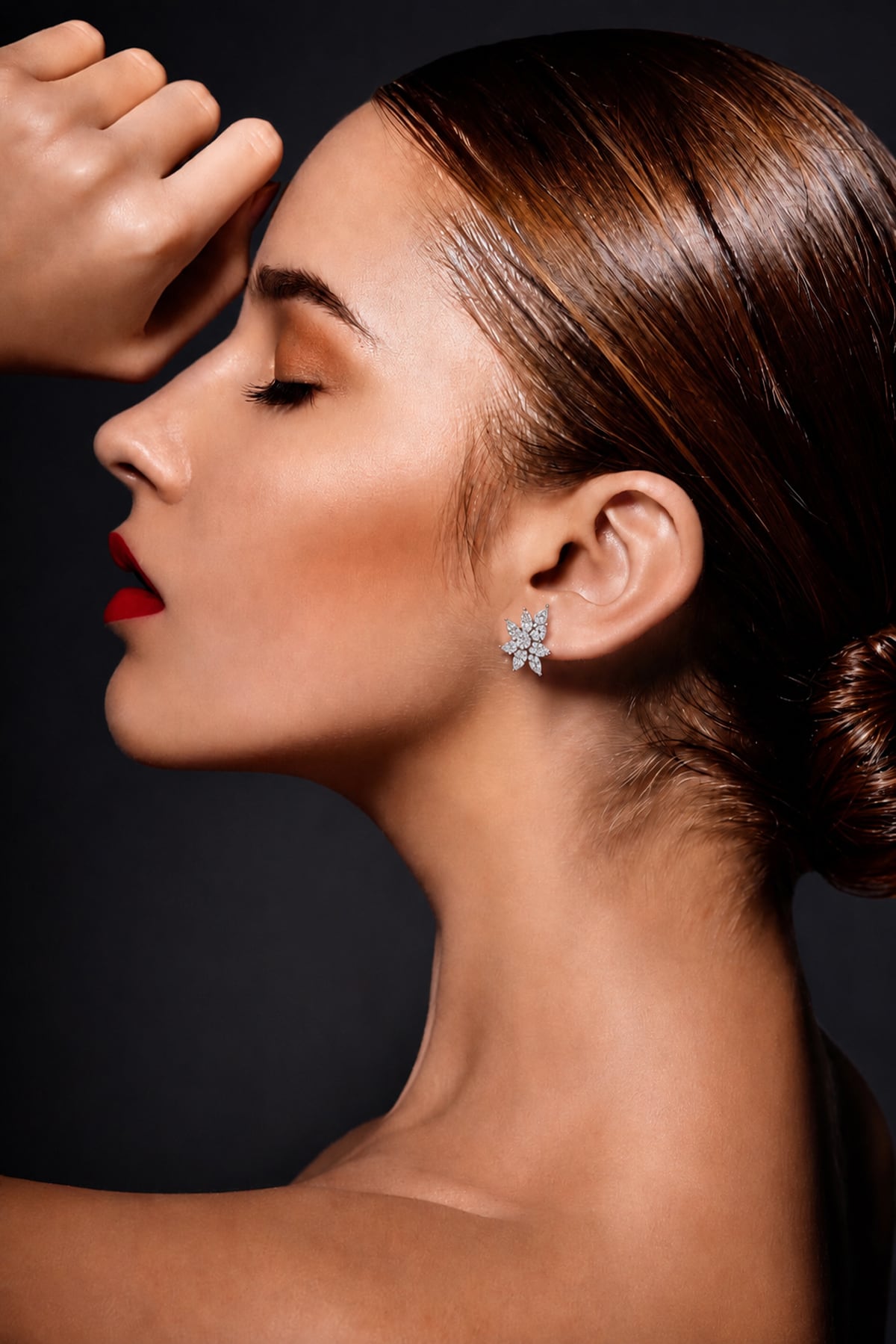 Abstract Diamond Cluster Stud Earrings set in 18ct White Gold