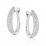 Pavé Diamond Domed Huggie Earrings in 18ct White Gold