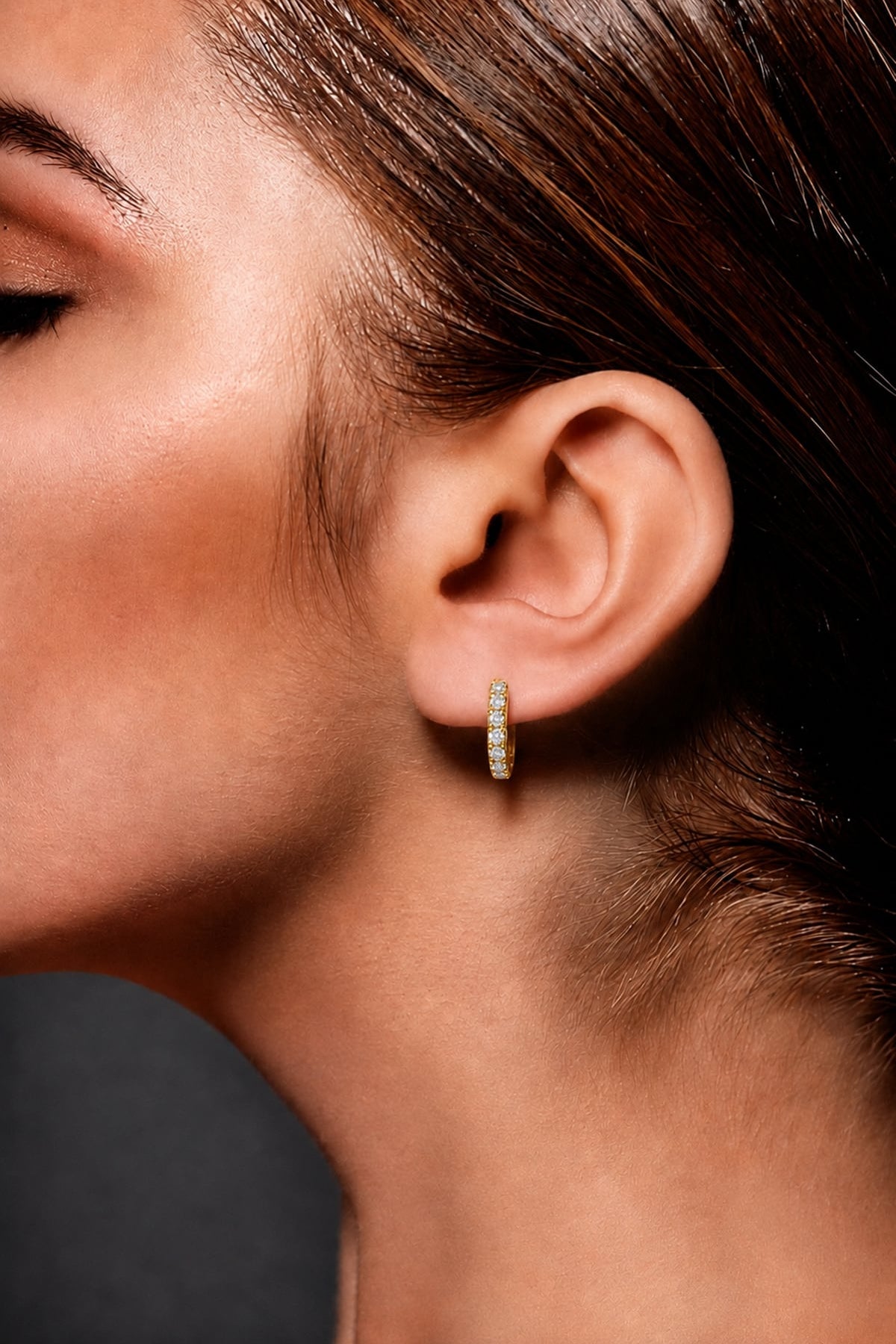 Diamond Inside-Out Huggie Earrings in 18ct Yellow Gold
