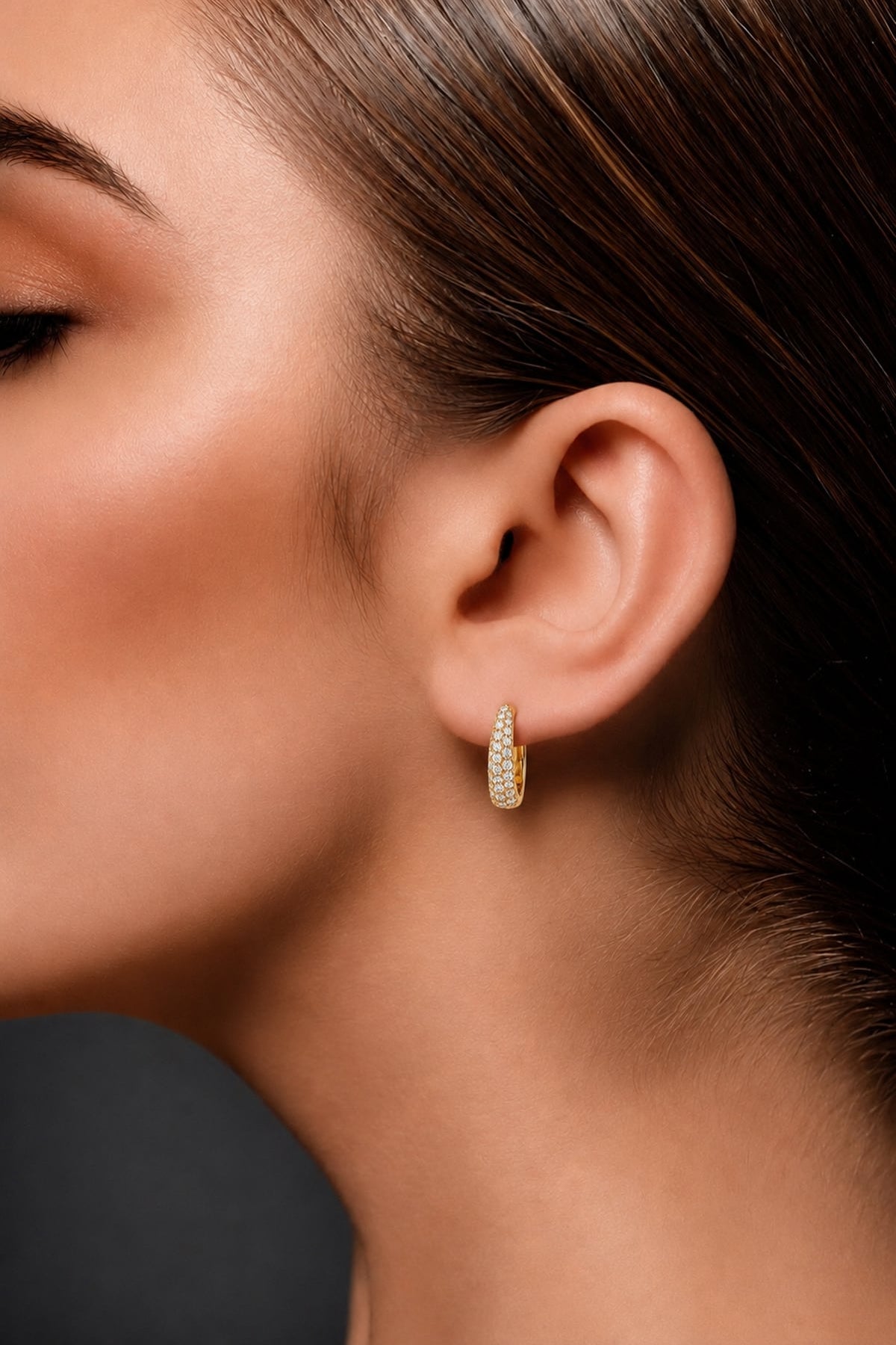 Diamond Pavé Hoop Earrings in 18ct Yellow Gold