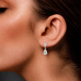 GIA Certified Pear Diamond Drop Earrings in 18ct White Gold