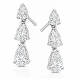 Triple Pear Diamond Drop Earrings in 18ct White Gold
