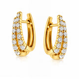 Double Row Diamond Huggie Earrings in 18ct Yellow Gold