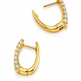 Double Row Diamond Huggie Earrings in 18ct Yellow Gold