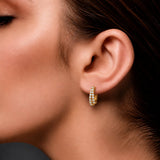 Double Row Diamond Huggie Earrings in 18ct Yellow Gold