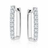 Diamond Rectangle Huggie Earrings in 18ct White Gold