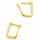 Diamond Rectangular Hoop Earrings in 18ct Yellow Gold