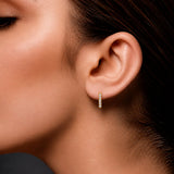 Diamond Rectangular Hoop Earrings in 18ct Yellow Gold