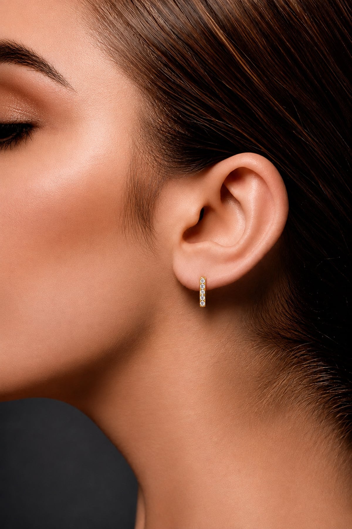 Diamond Rectangular Hoop Earrings in 18ct Yellow Gold