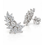 Marquise & Pear Diamond Cluster Climber Earrings in 18ct White Gold