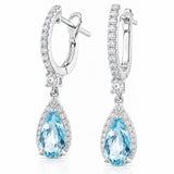 Aquamarine & Diamond Drop Earrings in 18ct White Gold