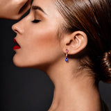 Tourmaline & Tanzanite Stud Drop Earrings in 18ct Rose Gold