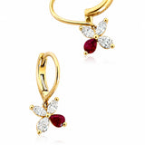 Ruby & Diamond Cluster Drop Earrings in 18ct Yellow Gold