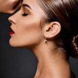 Ruby & Diamond Cluster Drop Earrings in 18ct Yellow Gold