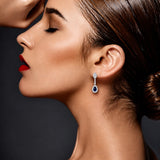 Pear Cut Sapphire & Diamond Drop Earrings in 18ct White Gold
