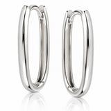 Oval Paperclip Huggie Hoop Earrings in White Gold