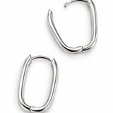 Oval Paperclip Huggie Hoop Earrings in White Gold