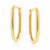 Paperclip Oval Huggie Earrings in 9ct Yellow Gold
