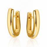Solid Oval Huggie Earrings in Yellow Gold