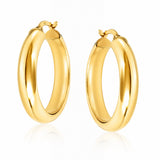 Classic Yellow Gold Domed Hoop Earrings