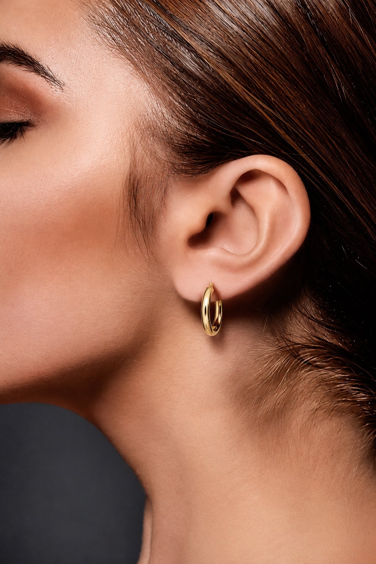 Classic Yellow Gold Domed Hoop Earrings