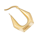 Thick Semi-Hexagon Hoop Earrings in 9ct Yellow Gold