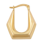 Thick Semi-Hexagon Hoop Earrings in 9ct Yellow Gold