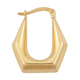 Thick Semi-Hexagon Hoop Earrings in 9ct Yellow Gold