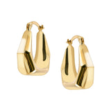 Thick Semi-Hexagon Hoop Earrings in 9ct Yellow Gold