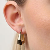 Thick Semi-Hexagon Hoop Earrings in 9ct Yellow Gold