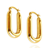 Oblong Tube Style Earrings in Yellow Gold