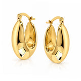 Yellow Gold Chunky Teardrop Hoop Earrings