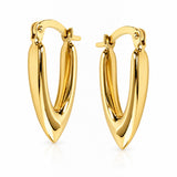 Yellow Gold V-Point Tapered Hoop Earrings
