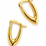 Yellow Gold V-Point Tapered Hoop Earrings