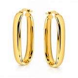 Yellow Gold Oblong Hoop Earrings