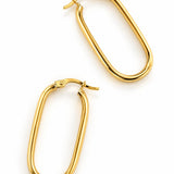 Yellow Gold Oblong Hoop Earrings
