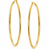 Large Oval Hoop Earrings in Yellow Gold
