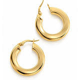 Italian Yellow Gold Italian Wide Hoop Earrings